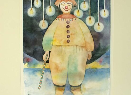 Lotte Hering, Zirkusclown II, Aquarell auf Bütten 40 x 30 cm - Galerie Alte Schule