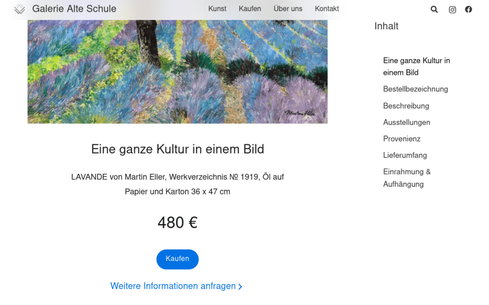 Kunstwerke kaufen ganz einfach; neues Bestellsystem bei Galerie Alte Schule.