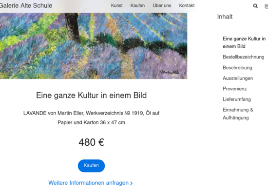 Kunstwerke kaufen ganz einfach; neues Bestellsystem bei Galerie Alte Schule.