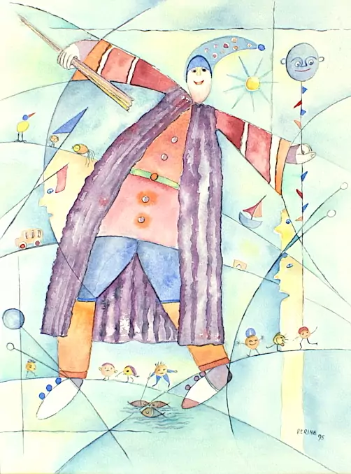 Lotte Hering, Wassermann I, Aquarell auf Bütten 40 x 30 cm - Galerie Alte Schule