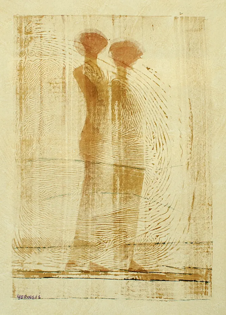 Lotte Hering, MONOCHROME FIGURATION, Monotypie auf getöntem Papier 42 x 29,5 cm - Galerie Alte Schule Lotte Hering, MONOCHROME FIGURATION, Monotypie auf getöntem Papier 42 x 29,5 cm - Galerie Alte Schule