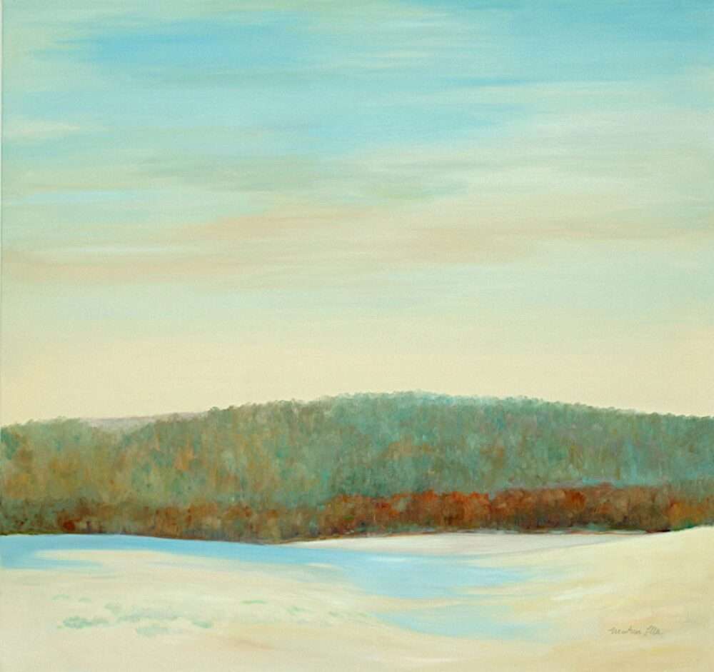 Reutzelswäldchen im Winter von Martin Eller, Werkansicht, WVZ F 2016-9a, Öl auf Leinwand 95 x 100 cm - Galerie Alte Schule