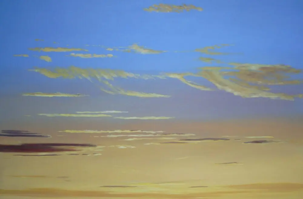 DER NEUNTE OKTOBER von Martin Eller, WVZ 1824, Öl / Tempera auf Leinwand 80 x 120 cm - Galerie Alte Schule