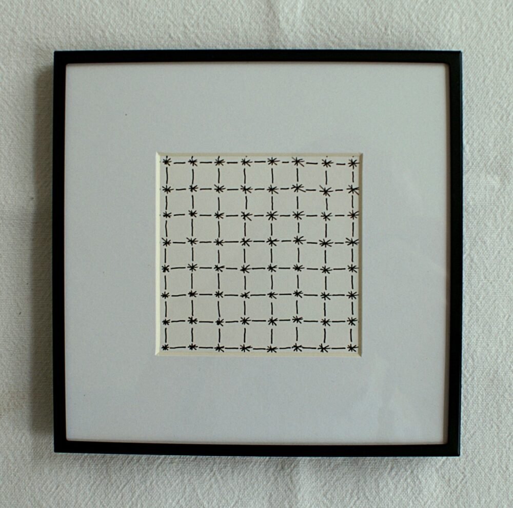 STERNENGITTER von Anna Wiese, Tinte auf Zeichenkarton 10 x 10 cm - Galerie Alte Schule