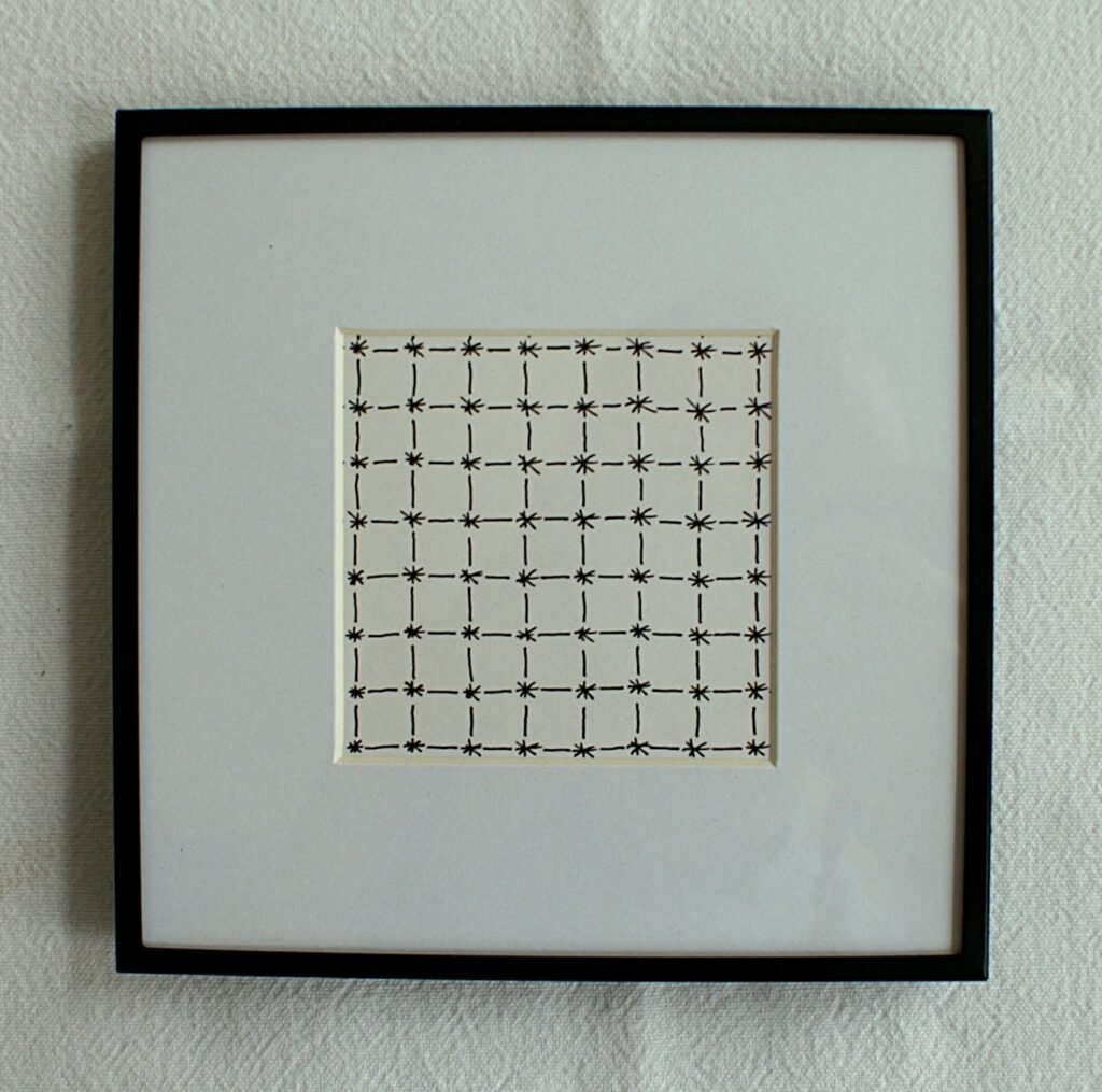STERNENGITTER von Anna Wiese, Tinte auf Zeichenkarton 10 x 10 cm - Galerie Alte Schule