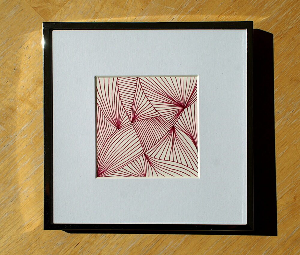 GEOMETRISCHE WELLEN von Anna Wiese, Tinte auf Zeichenkarton 10 x 10 cm - Galerie Alte Schule