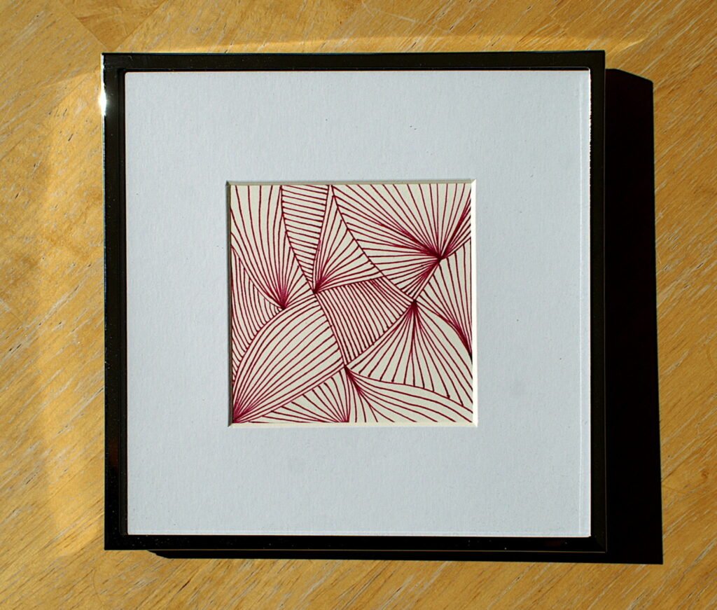 GEOMETRISCHE WELLEN von Anna Wiese, Tinte auf Zeichenkarton 10 x 10 cm - Galerie Alte Schule