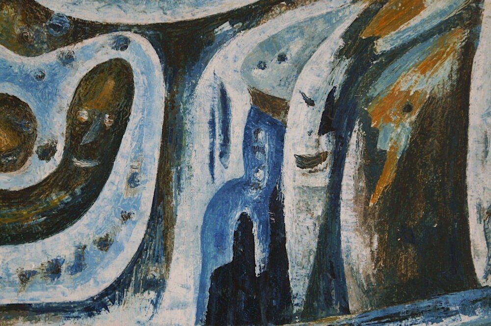 GESPENSTER (Detail) von Lotte Hering, Öl auf Holzfaserplatte 24 x 32 cm, im Originalrahmen der Künstlerin - Galerie Alte Schule