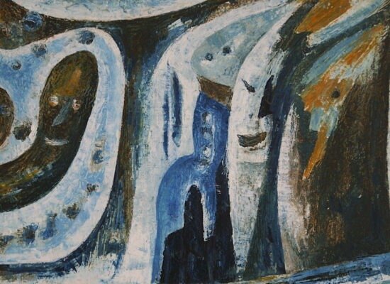 GESPENSTER (Detail) von Lotte Hering, Öl auf Holzfaserplatte 24 x 32 cm, im Originalrahmen der Künstlerin - Galerie Alte Schule