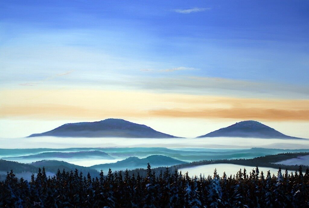 SOLEIL LEVANT - Inversion Gleichberge, Gemälde von Martin Eller, Öl a. Leinwand 110 x 150 cm, WVZ 11-25 - Galerie Alte Schule