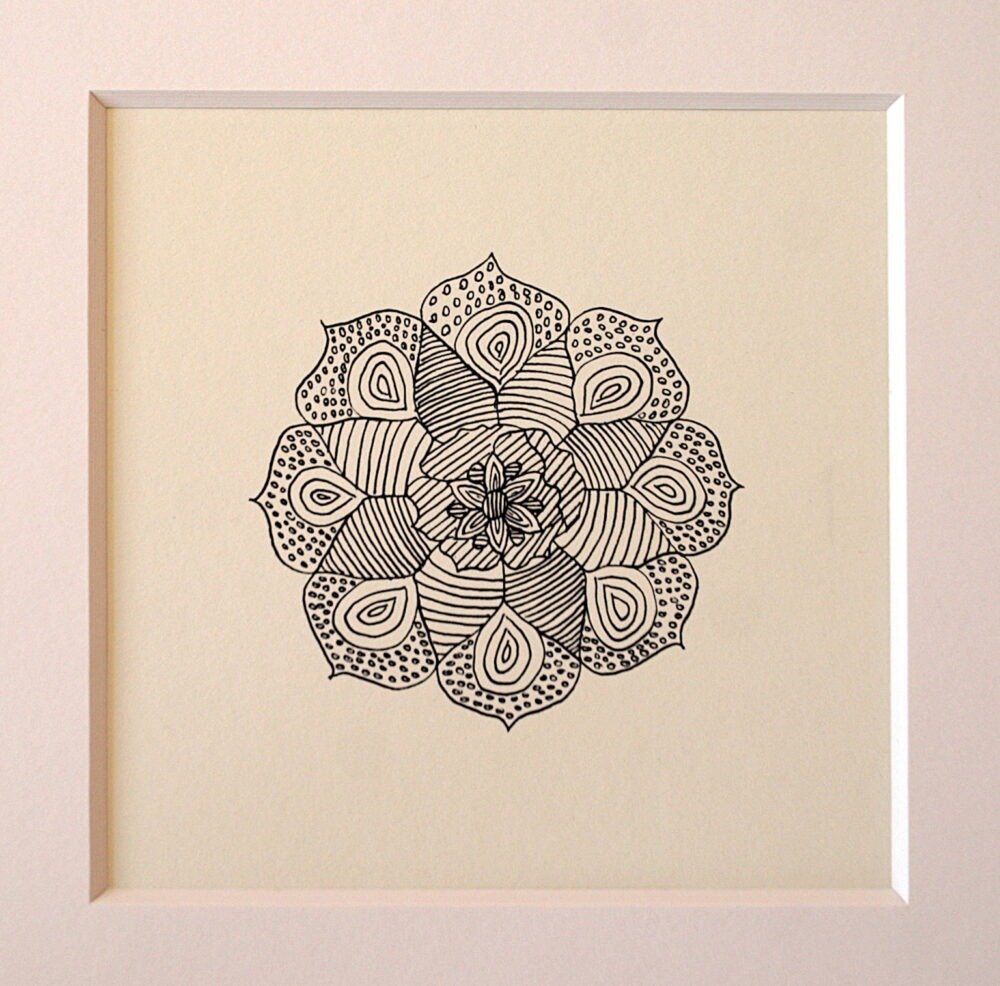 BLUME von Anna Wiese, Tusche auf Karton 14 x 14 cm - Galerie Alte Schule