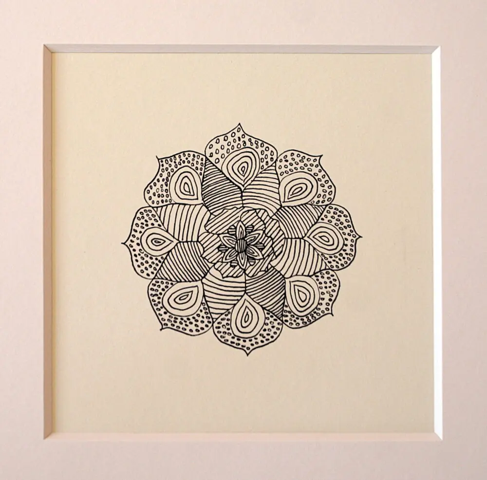 BLUME von Anna Wiese, Tusche auf Karton 14 x 14 cm - Galerie Alte Schule