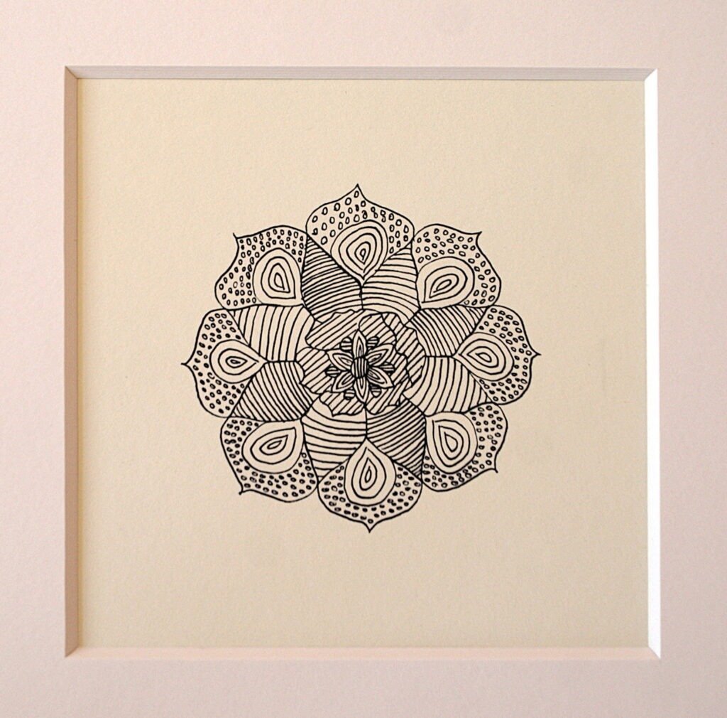 BLUME von Anna Wiese, Tusche auf Karton 14 x 14 cm - Galerie Alte Schule