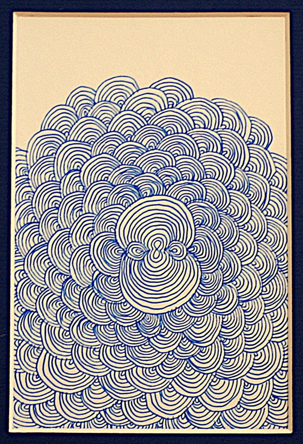 DER HOHE BERG von Anna Wiese, blaue Tinte auf Karton 15 x 10 cm - Galerie Alte Schule