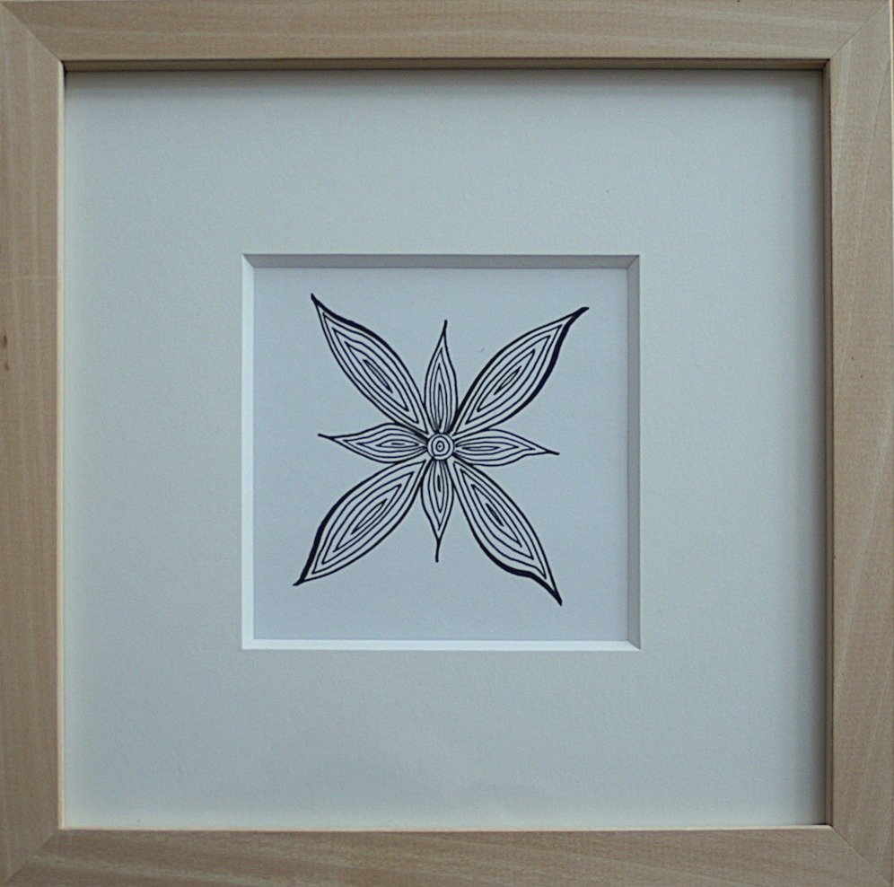 LILIE von Anna Wiese, Tusche auf Karton 10 x 10 cm - Galerie Alte Schule