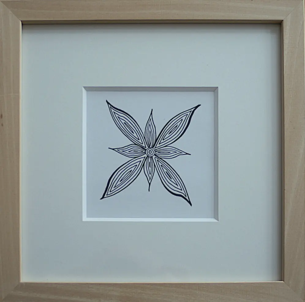 LILIE von Anna Wiese, Tusche auf Karton 10 x 10 cm - Galerie Alte Schule