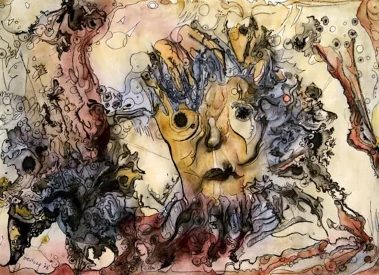 WALDGEISTER von Lotte Hering, Tusche u. Aquarell a. Papier 21,6 x 30,7 cm - Galerie Alte Schule