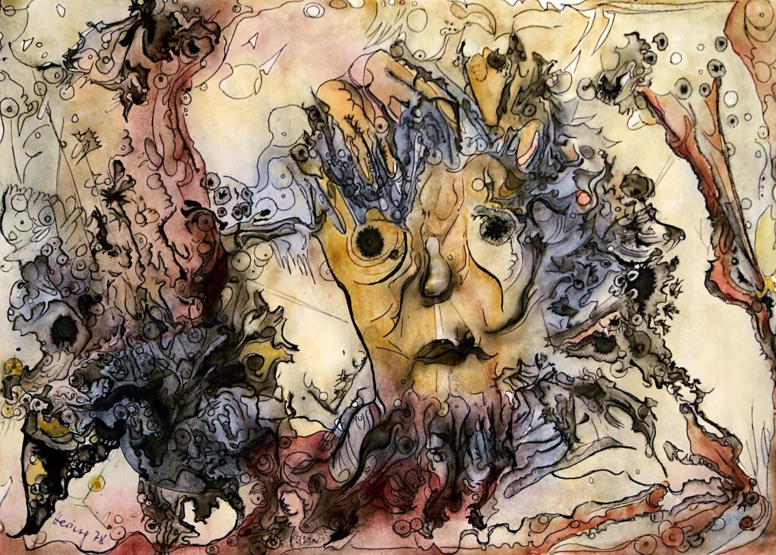 WALDGEISTER von Lotte Hering, Tusche u. Aquarell a. Papier 21,6 x 30,7 cm - Galerie Alte Schule